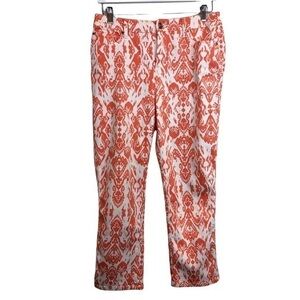 Chico’s Orange White Pattern Platinum Crop Pants